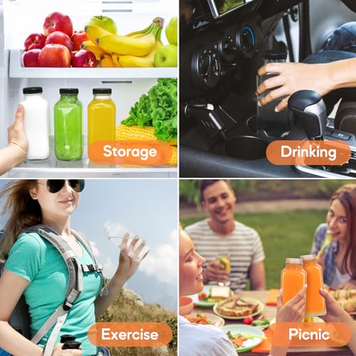 16oz Glass Juice Bottles with Leak (16oz-6pcs)