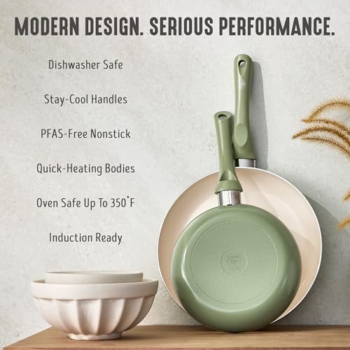 2 Piece 8" & 10" (8" and 10" Frying Pan Skillet Set / Sage Green)