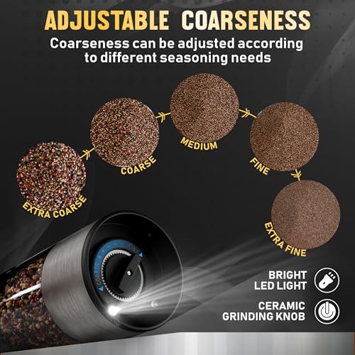 Electric Salt and Pepper Grinder Set with Rechargeable Base