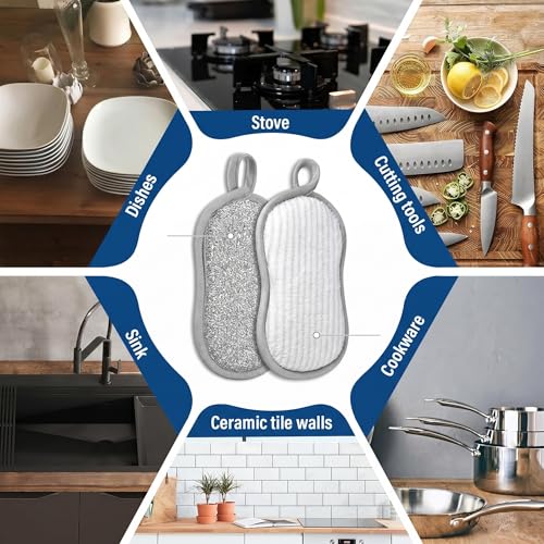 3-in-1 Kitchen Sink Drain Strainer and All-Purpose Scrub Sponges, Sink Stopper Pop-Up Drain Plug with Anti-Clogging Food Catcher Basket, Fits US Standard 3-1/2 Inch Sinks,Sponge Cleaning Dish (Chorme+ Kitchen Dish Towel)