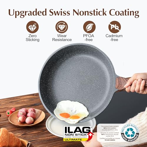 12.5 Inch Nonstick Frying Pan Skillet (12.5 Inch / Gray)