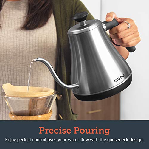 Gooseneck Electric Kettle with Temperature Control (Silver / 0.8 Quarts)