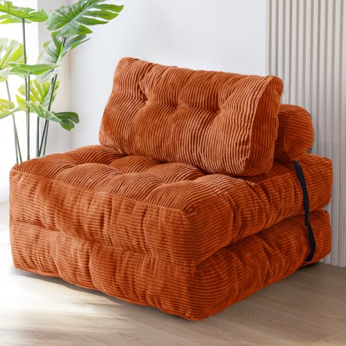 Folding Sofa Bed (New Orange / Single)