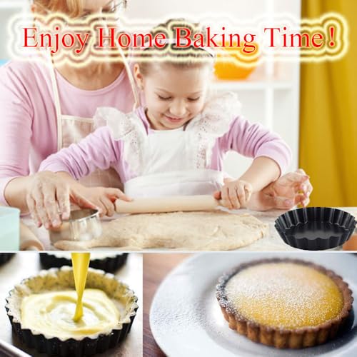 12Packs Mini Tart Pans 4 Inch Tart Pan Removable Bottom Round Nonstick Quiche Pan (4 Inch X 0.75-inch)