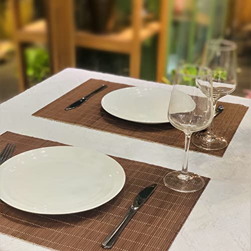 8 Pack 17.7x11.8 Bamboo Placemats (Chocolate / Set of 8)
