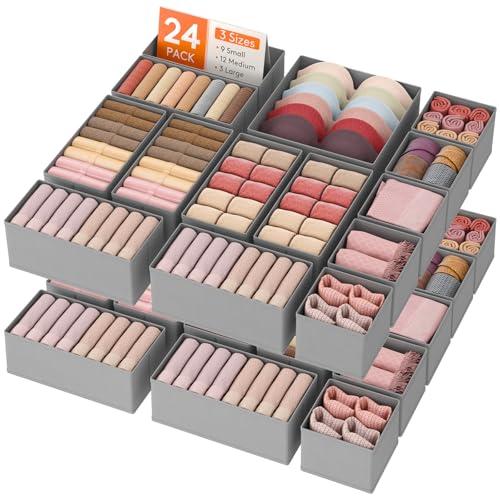 Drawer Organizer Clothes for Closet (24 Count)