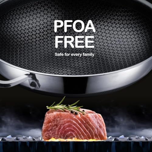 13 Inch Hybrid Stainless Steel Wok with Lid and Steamer Basket (Stainless Steel / 2x13IN)