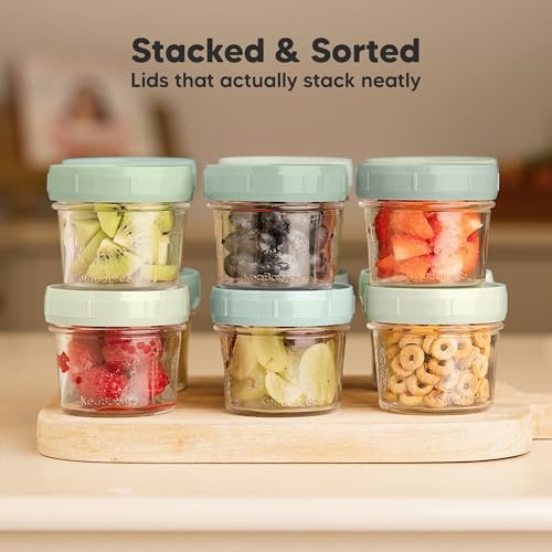 12pk 4oz Glass Baby Food Containers with Lids (12-pk 4 Ounce / Sage)