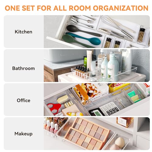 6 Pack Large Clear Plastic Drawer Organizer Trays (6 Count)