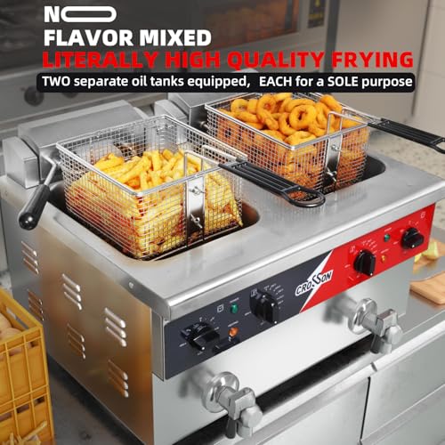 16L Dual Tank Countertop Electric Deep Fryer with "Swing (Double Tank,16L)