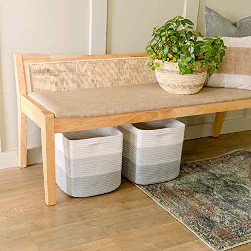 Storage Cubes 11 Inch Cotton Rope Woven Baskets for Organizing (3-Tone Gray)