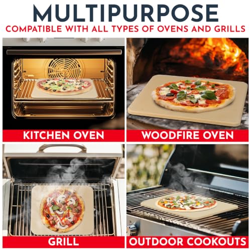 Large Pizza Stone for Oven and Grill (15"x12" Rectangle)