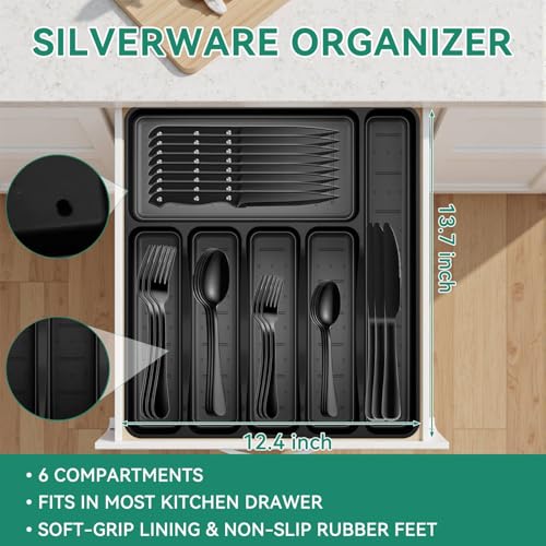 49PCS Silverware Set with Organizer (Black)