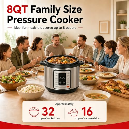 Electric Pressure Cooker 8Qt (Silver / 8 Quarts)