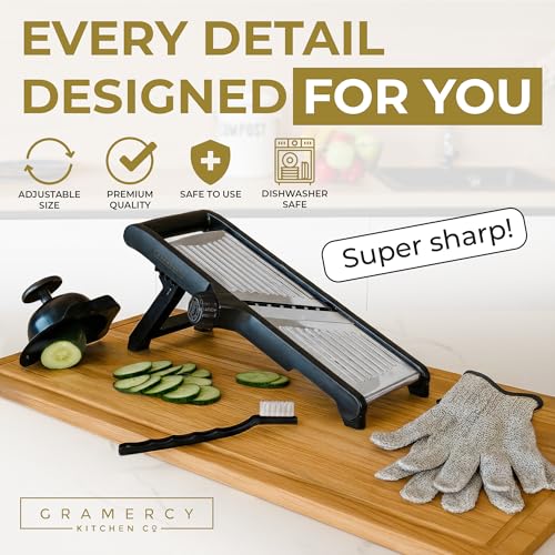 Gramercy Mandoline Food Slicer With 12 Slice Settings (Black)