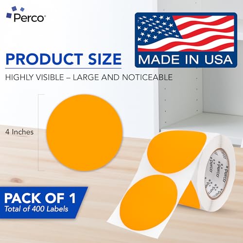 Neon Orange Round Circle Dot Sticker 4 (Neon Orange / 4 Inch)