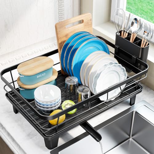 Urakify Dish Drying Rack for Kitchen Counter (Black)