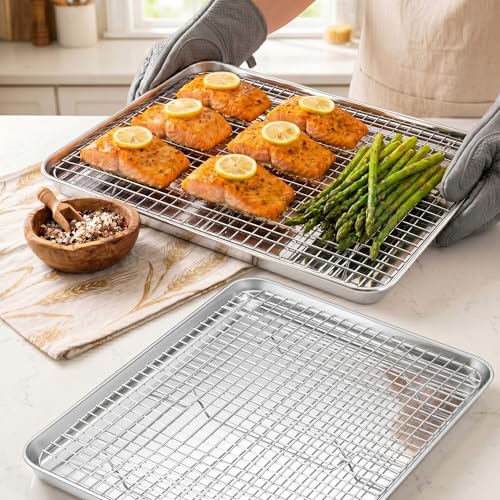 Jelly Roll Pan with Cooling Rack Set (16*12 Inch)