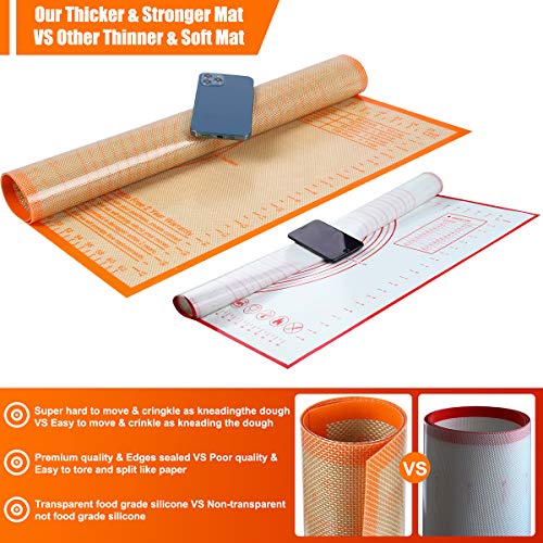 Silicone Pastry Mat 34X26 inch Baking Mat for Rolling Dough (Orange / 34"L x 26"W)