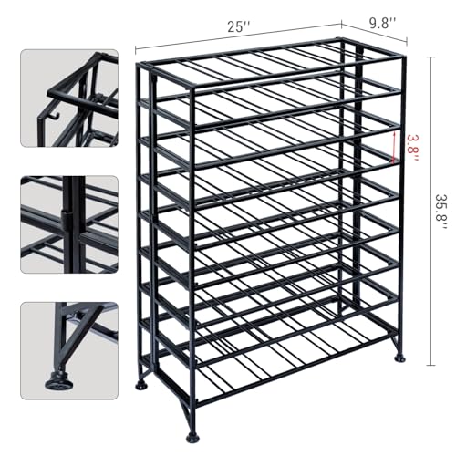 9 Tier Gray Metal Freestanding Wine Rack Holds 54 Bottles (Black)