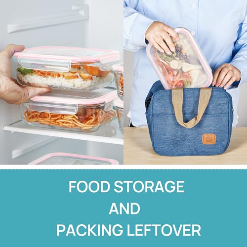 5Pack 22oz Glass Storage Containers with Lids (Pink / 22oz)