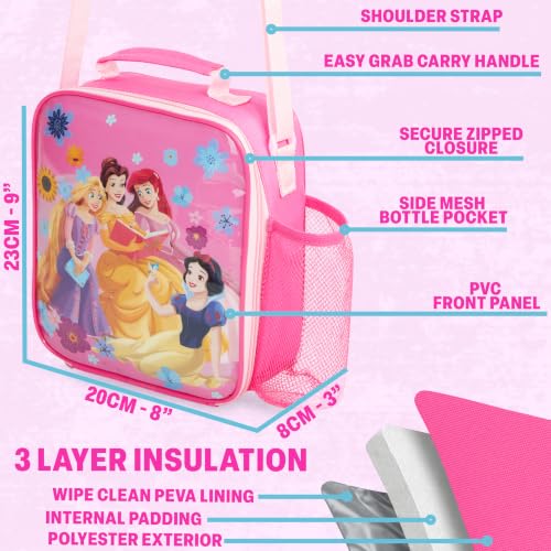 Disney Princess Girls Lunch Box 3Pc Set (Pink Princess)