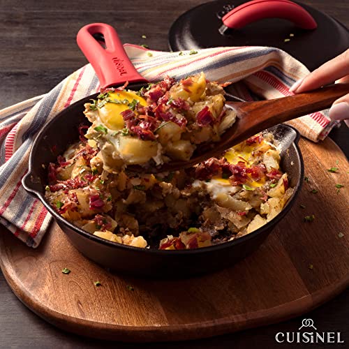 Cast Iron Skillets Set with Lids (8"+10"+12")