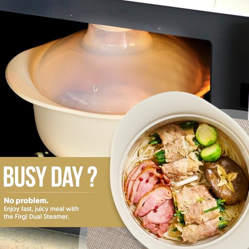 48oz Platinum Silicone 3 Compartmented Microwave Steamer Pot with Handle & Lid (48oz / Butter Yellow)