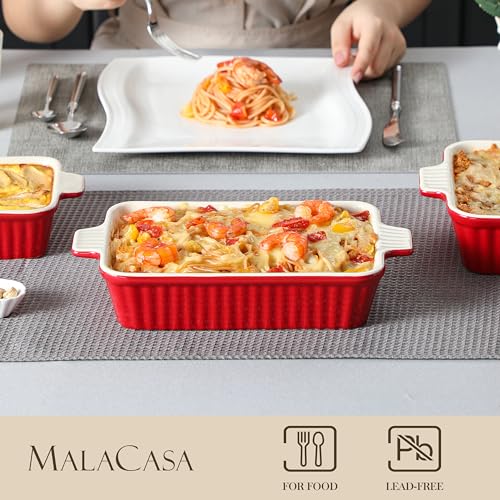Ceramic Casserole Baking Dishes Set of 4 (Red / Set of 4-rectangular)