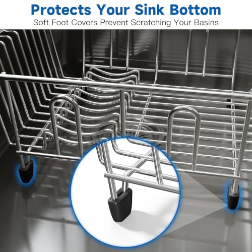 in Sink Dish Drying Rack (Silver / For 12"W x 14"D Double Sink Bottom)