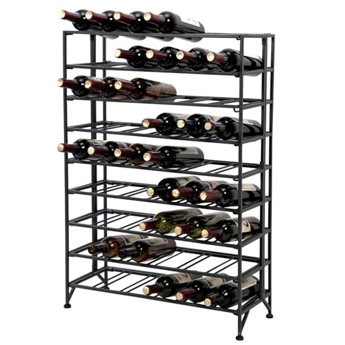 Gray Metal Wine Rack Floor Stand 9 Tier Bottle Storage Shelf (Grey)