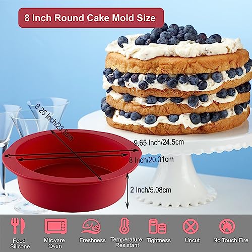 8 inch Silicone Round Cake Pans Set of 3 (8 Inch 3PCS)