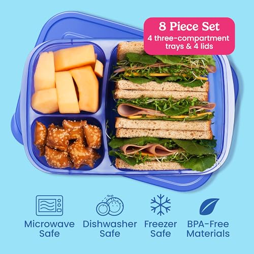 Reusable, BPA-Free, Microwave, Dishwasher & Freezer-Safe, Custom-Fit Lids, Lightweight (Jewel Brights) (Jewel Brights (4-Pack))