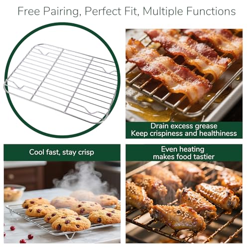 18 0 Stainless Steel Baking Sheet with Cooling Rack (Set of 4 9.25 × 6.89 × 1 inch)