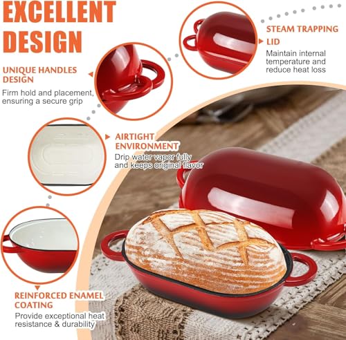 2.5 QT Enameled Cast Iron Sourdough Bread Oven (Red / 2.5 QT)