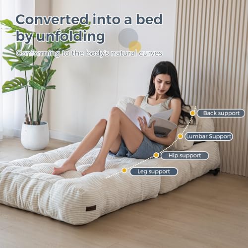 Folding Sofa Bed (Beige / Single)