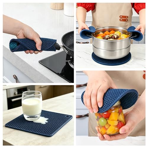 Trivets for Hot Dishes (Navy Blue: Square & Round)