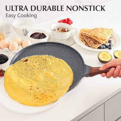 12 Inch Nonstick Crepe Pan Granite Coating Pancake Pan Gray (Gray / 12 Inch)