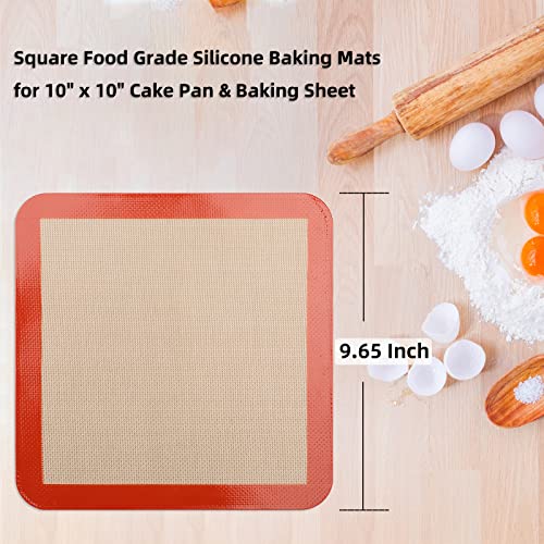 Square Silicone Baking Mats for 10 Inch Cake Pan (Bright Orange / 9.7"L x 9.7"W)