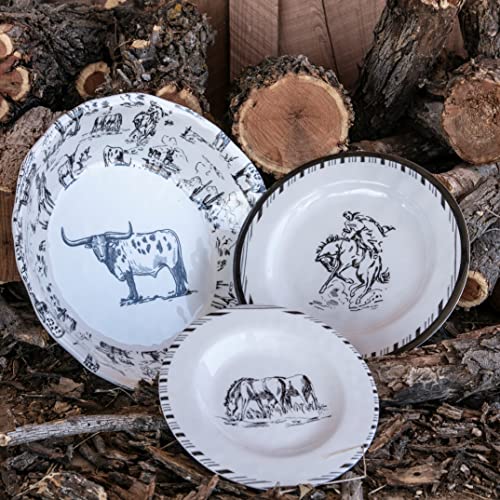 Ranch Life 14 Piece Melamine Plastic Dinnerware Set with Plates (14 Piece / Ranch Life)