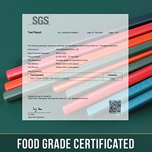 Chopsticks GLAMFIELDS 5 Pairs Premium Reusable Multicolour Chopsticks for Sushi Japanese Matte Anti (Multicolor)