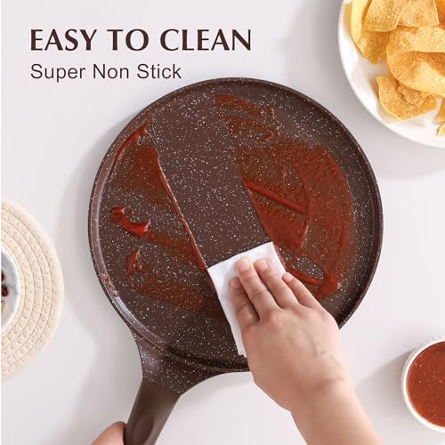 12 Inch Nonstick Crepe Pan Granite Coating Pancake Pan Brown (Toffee Brown / 12 Inch)