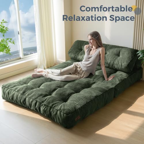 Folding Sofa Bed (Dark Green / Full)