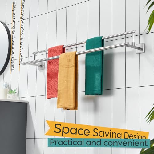 Bath Towel Holders Brushed Nickel Bathroom Rack 36 Inch Double Towel Bars Overlength Kitchen Rails Stainless Steel B5009BR (Brushed Nickel / 36-Inch)