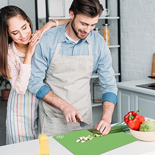 Plastic Cutting Board for Kitchen Set of 5 (Green)