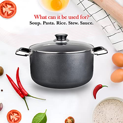 24 Quart Non stick Stock Pot with Tempered Glass Lid and Carrying Handles (24-Quart Stock Pot / Standard Packaging)
