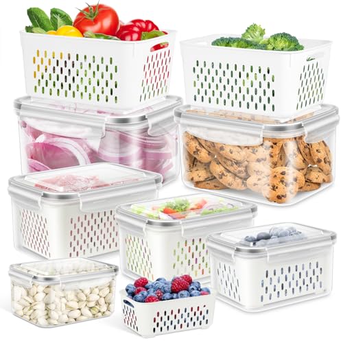 6 Pack Fruit Storage Containers for Fridge Produce Saver Veggie Container (6 Pack Produce Savers)