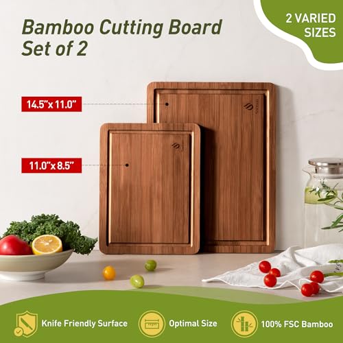 Bamboo Cutting Board Set Non Slip Feet Over Sink Gifts Best Mama Mommy Bonus Busy Mom Ever Christmas Xmas Birthday Law Step Stepmom Stepmother Who Have Everything Good Unique Useful Present (2-Piece / Brown)