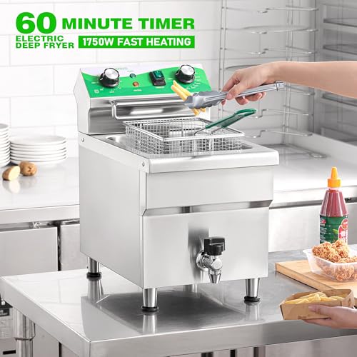 12.7 QT Commercial Fryer Electric Deep Fryer with Basket and Lid (12L)