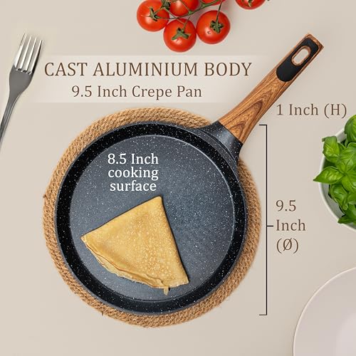 9.5 Inch Nonstick Crepe Pan with Spreader (Stove Crepe Pan / Stove Black)